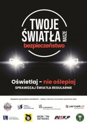 ulotka z napisem Twoje Światła-Nasze bezpieczeństwo