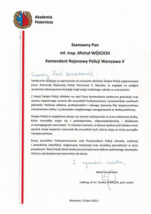 Podziękowania dla policjantów.