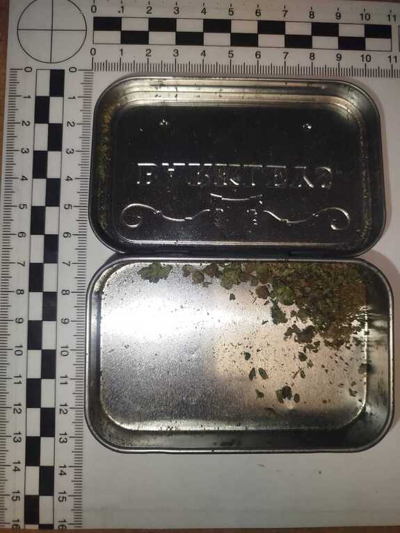 Susz roślinny w metalowym pudełku.