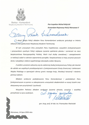 Podziękowania dla Komendanta