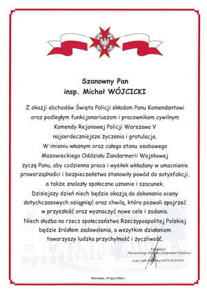 Podziękowania dla Komendanta